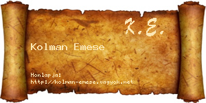 Kolman Emese névjegykártya